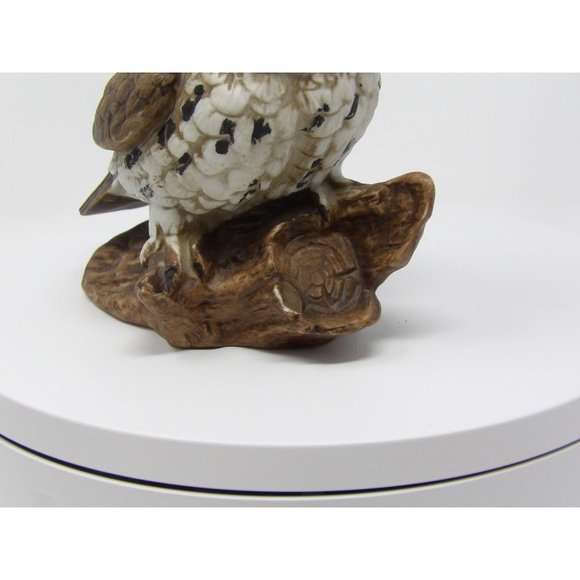 Vintage Pair HOMCO Owls Brown with White Breasts Sitting on Branches Marked 1114 - Picture 9 of 10